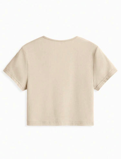 LIGHT BEIGE CROP T-SHIRT